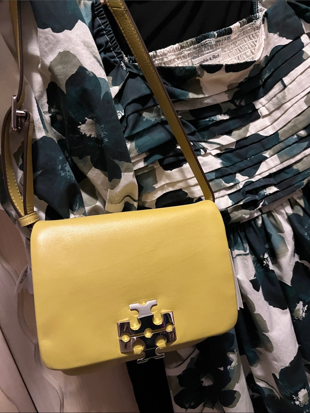 Runway Charlie Tory Burch Lemon Yellow Leather Logo Crossbody